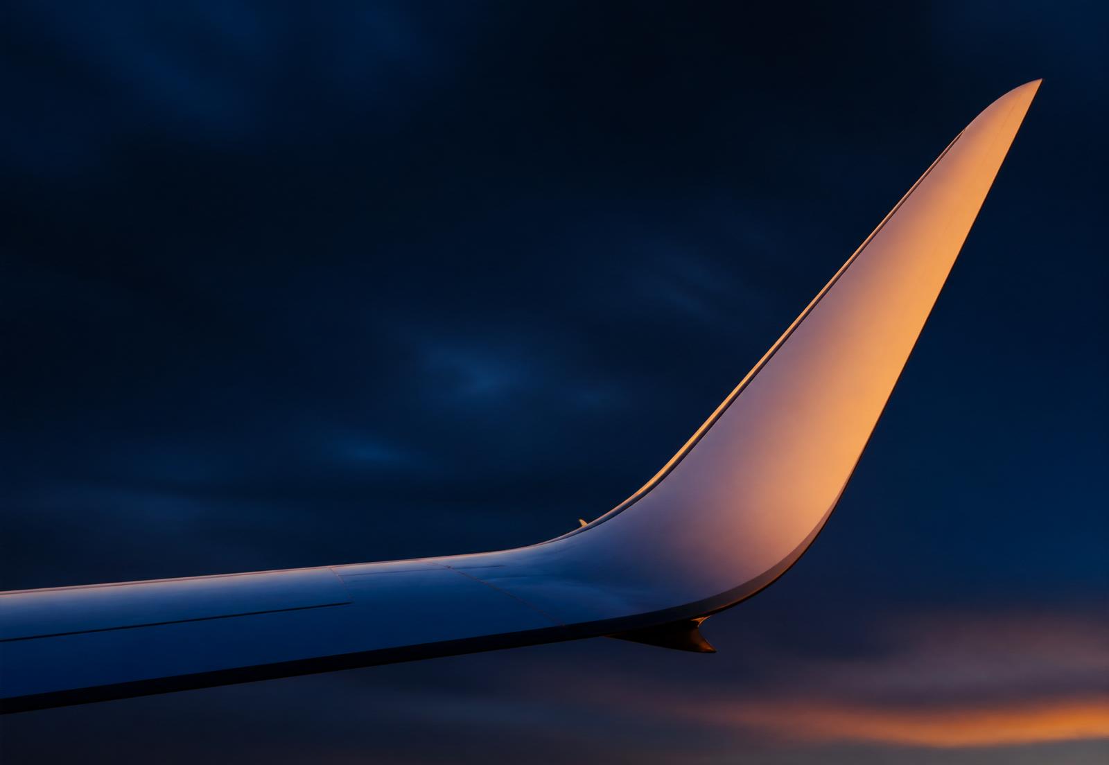 Winglet against twilight sky